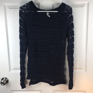 aeropostale blue crochet sweater